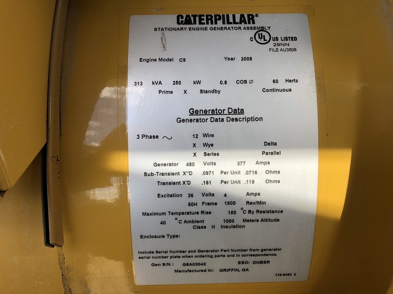 Used Caterpillar C9 Diesel Generator 282 Hrs EPA Tier 3