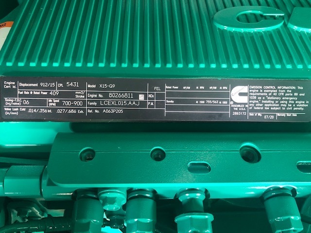 New Cummins DFEK QSX15-G9 Diesel Generator EPA Tier 2