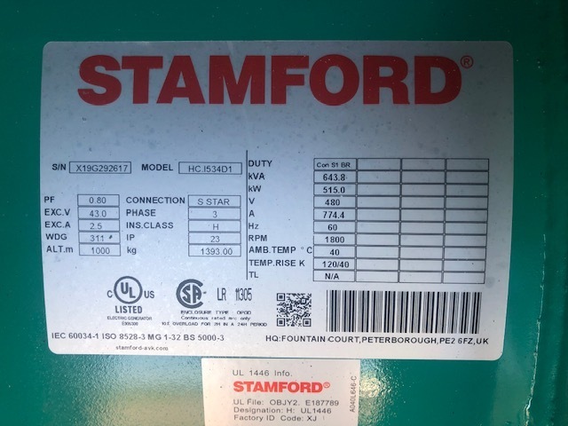 New Cummins DFEK QSX15-G9 Diesel Generator EPA Tier 2