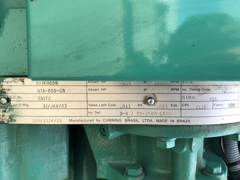 Used Cummins DFCE NTA855-G5 Diesel Generator, 423 Hrs