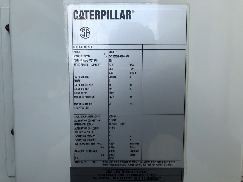 Used Caterpillar XQ30-8 Rental Grade Diesel Generator, 4787 Hrs, EPA Tier 3