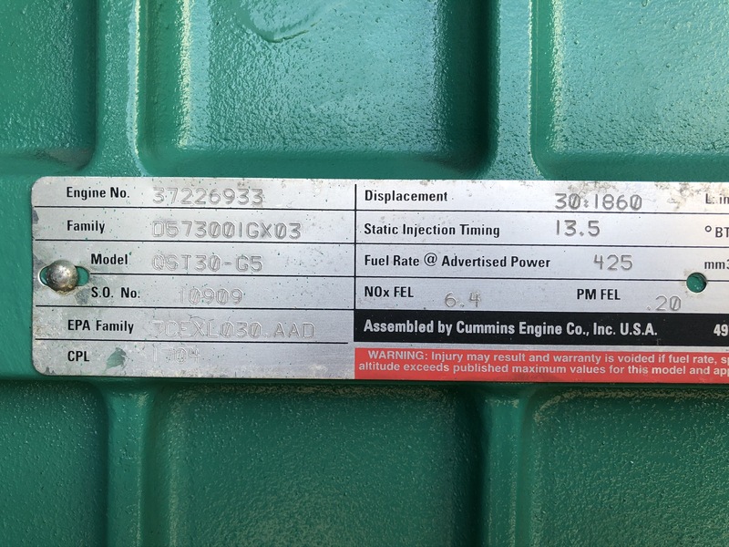 Used Cummins DQFAB, QST30-G5 Diesel Generator, 393 Hrs, EPA Tier 2