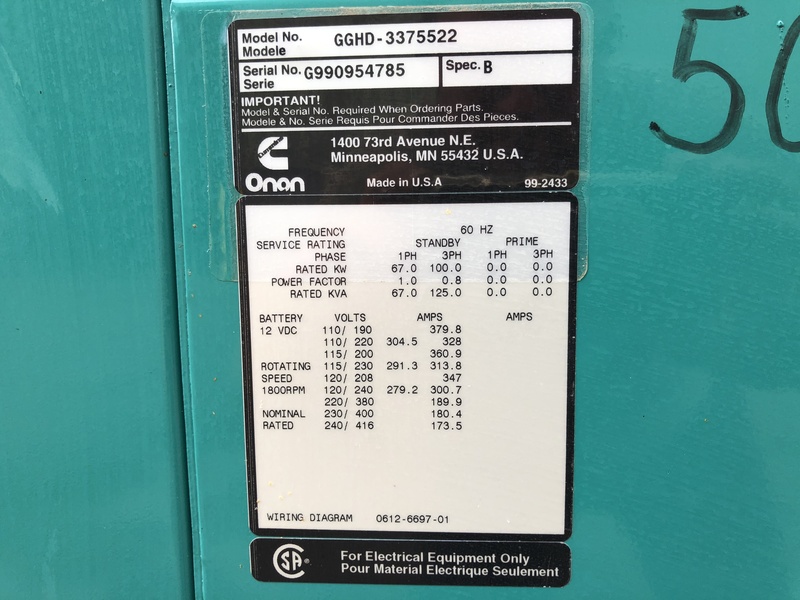 Used Cummins Gghd Natural Gas Propane Generator 413 Hrs 100 Kw 0 Price Csdg