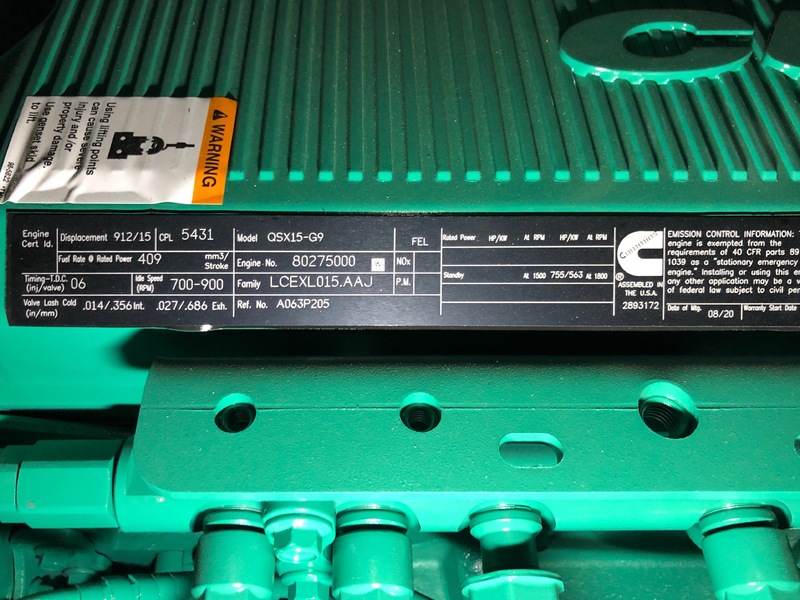 New Cummins DFEK QSX15-G9 Diesel Generator EPA Tier 2