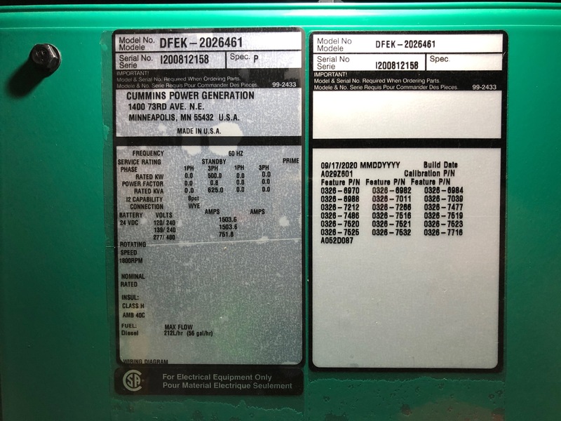 New Cummins DFEK QSX15-G9 Diesel Generator EPA Tier 2