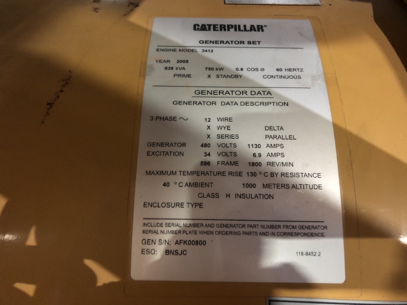 Used Caterpillar 3412 Diesel Generator 412 Hrs