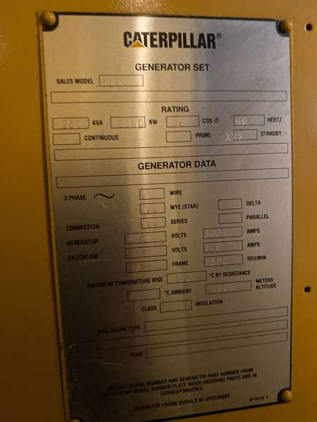 Used Caterpillar 3516B Diesel Generator, 201 Hrs