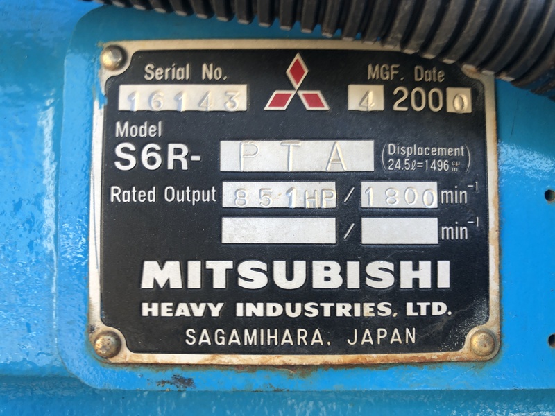 Used Energy Dynamics / Mitsubishi S6R-PTA Diesel Generator, 398 Hrs