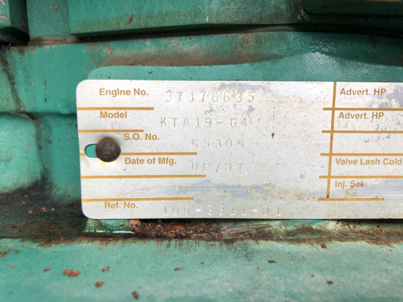 Used Cummins DFED KTA19-G4 Diesel Generator, 895 Hrs
