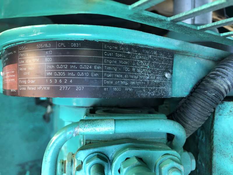 Used Cummins DGFA 6CTA8.3-G2 Diesel Generator, 289 Hrs
