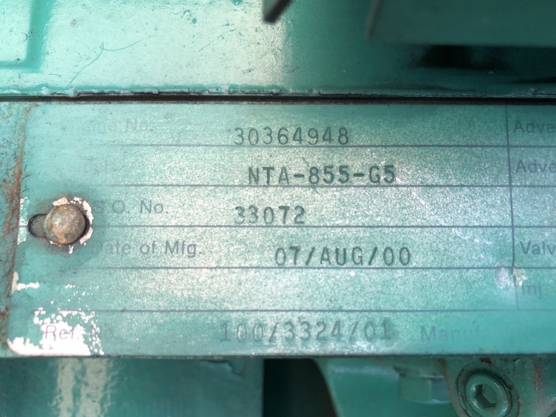 Used Cummins DFCE NTA855-G5 Diesel Generator, 405 Hrs