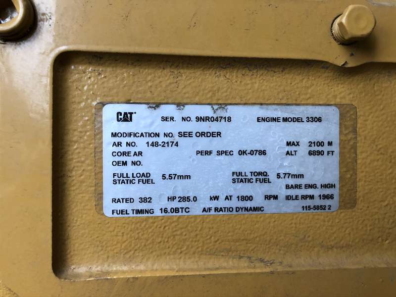 Used Caterpillar 3306B Diesel Generator, 626 Hrs