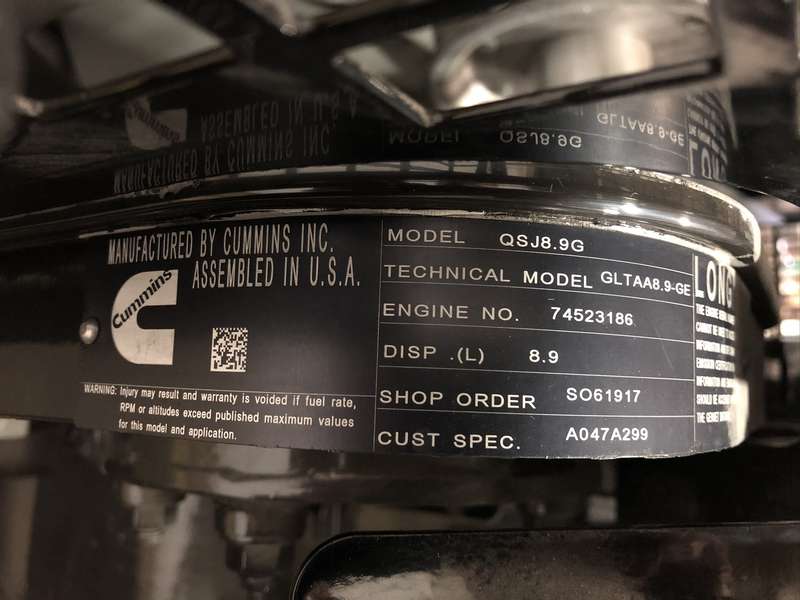 New Cummins C150N6 QSJ8.9G Natural Gas Generator, 1.6 Hrs, EPA Certified