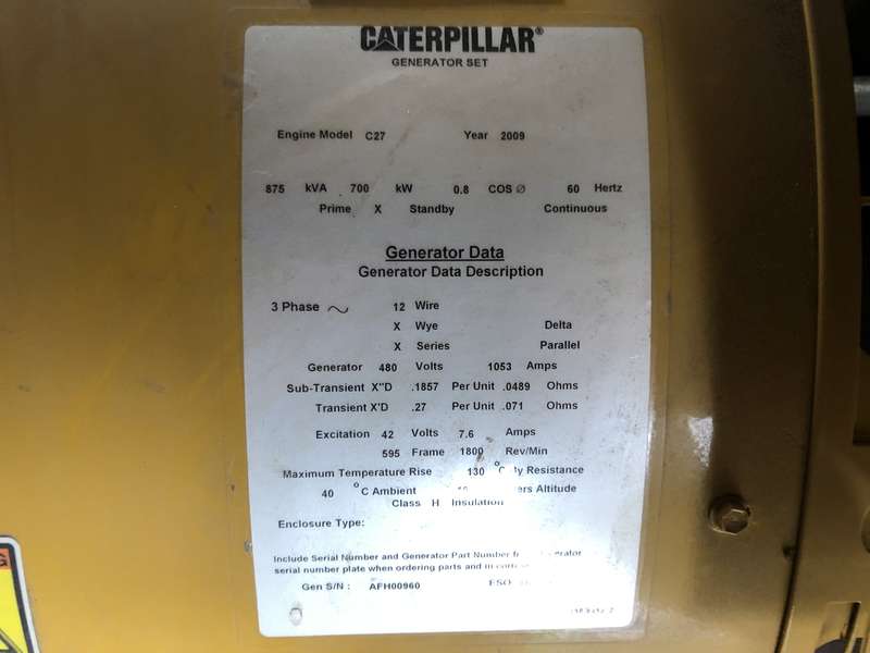 Used Caterpillar C27 Diesel Generator 133 Hrs EPA Tier 2