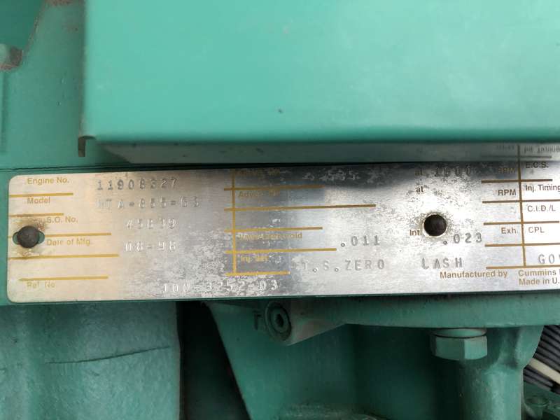 Used Cummins 350DFCC NTA-855-G3 Diesel Generator, 357 Hrs