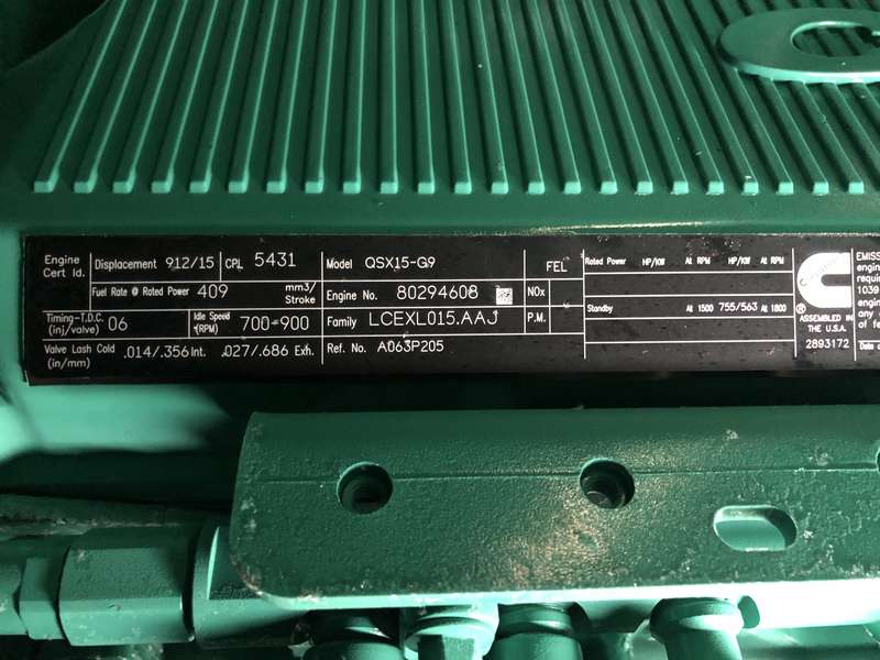 New Cummins DFEK QSX15-G9 Diesel Generator EPA Tier 2
