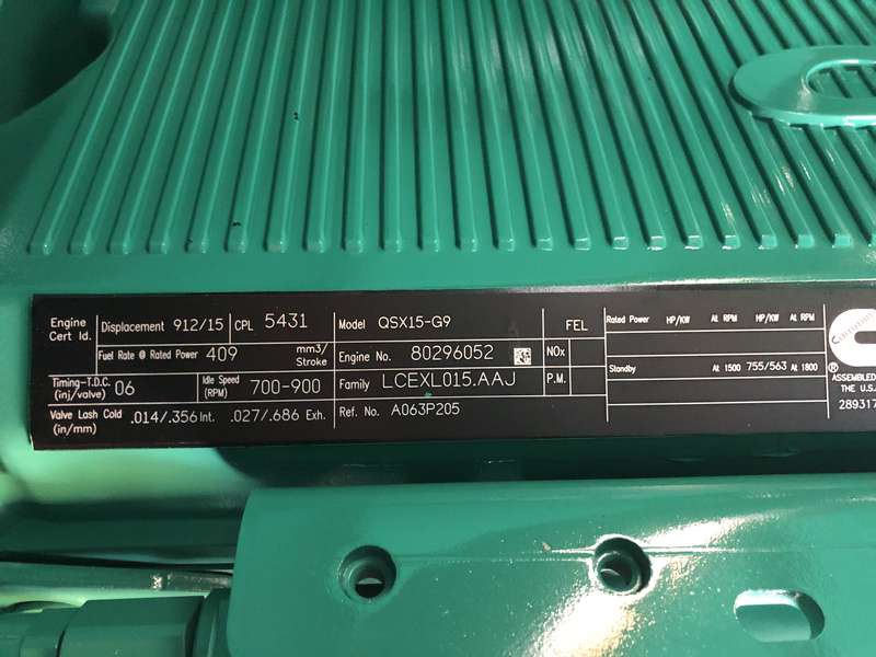 New Cummins DFEK QSX15-G9 Diesel Generator EPA Tier 2