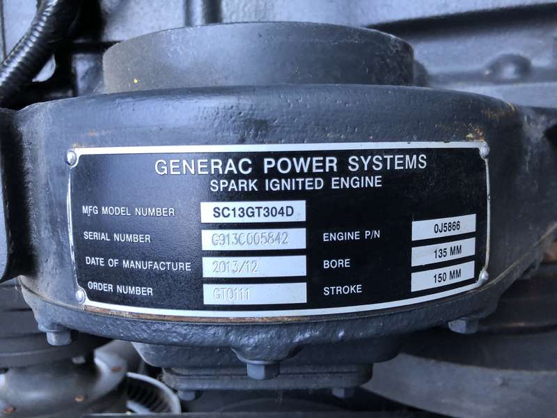 Used Generac MG200 Natural Gas Generator, 136 Hrs, EPA Certified