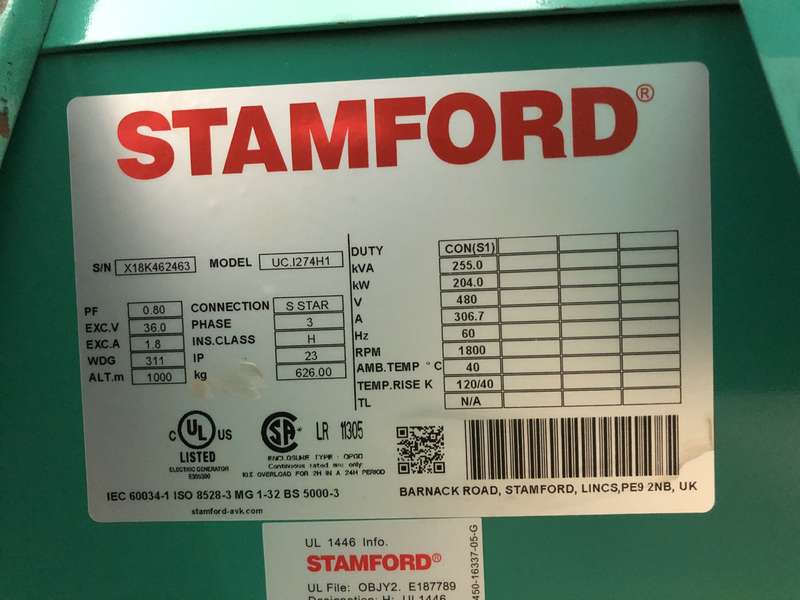 Used Cummins DGFB 6CTA8.3-G2 Diesel Generator, 237 Hrs