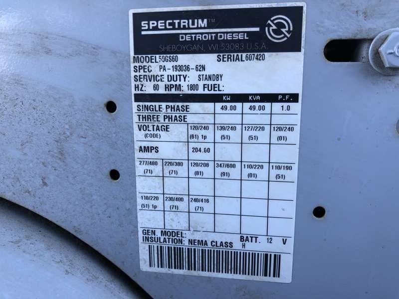 Used Detroit Diesel 50GS Natural Gas / Propane Generator 446 Hrs Single Phase
