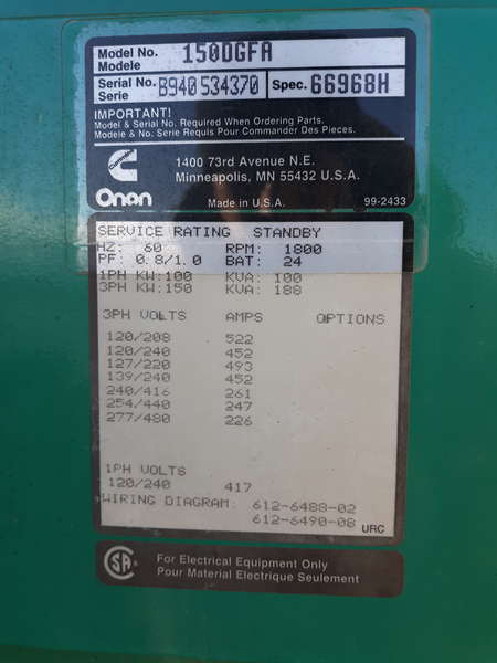 Used Cummins DGFA 6CTA8.3-G2 Portable Diesel Generator 363 Hrs