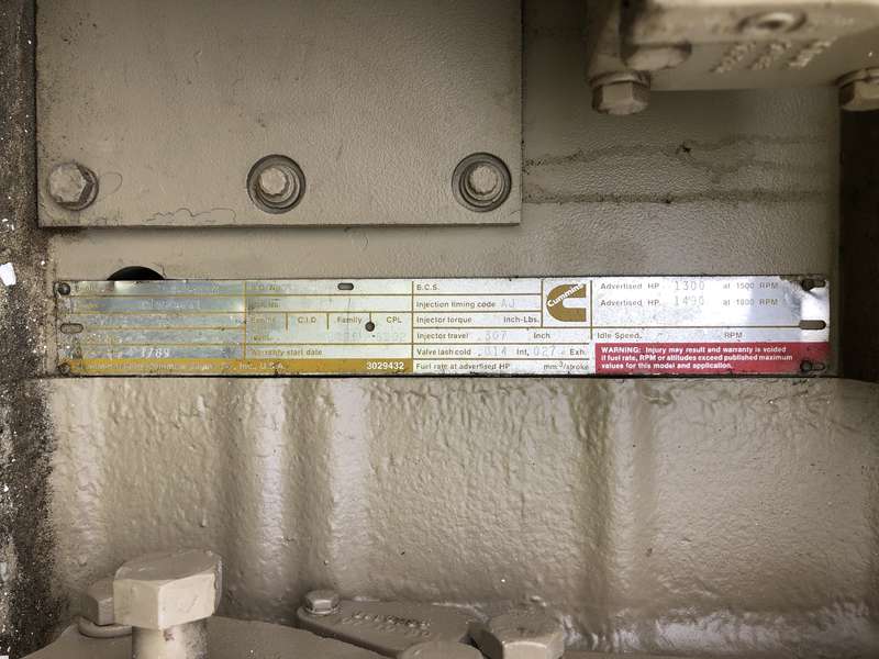 Used Cummins KTA50-GS1  Diesel Generator, 1159 Hrs