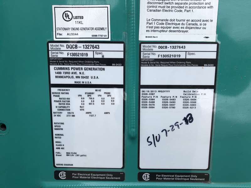 Used Cummins DQCB QSK23-G7 NR2 Diesel Generator, 127 Hrs, EPA Tier 2
