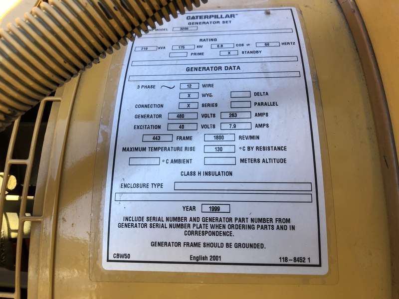 Used Caterpillar 3208 Diesel Generator, 380 Hrs