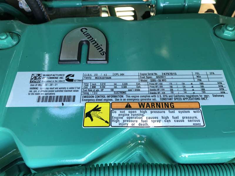 New Cummins C125D6C QSB5-G5 NR3 Diesel Generator, EPA Tier 3
