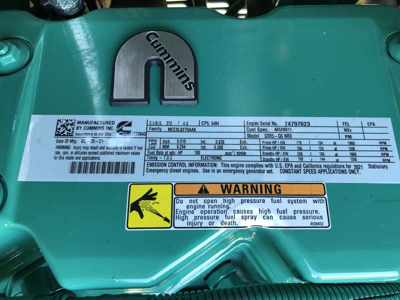New Cummins C125D6C QSB5-G5 NR3 Diesel Generator, EPA Tier 3