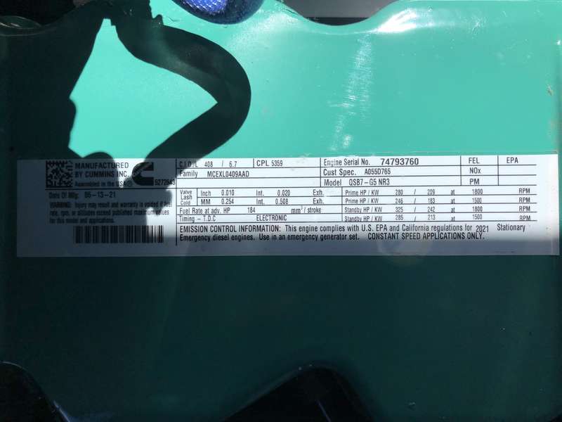 New Cummins C150D6D QSB7-G5 NR3 Diesel Generator, EPA Tier 3