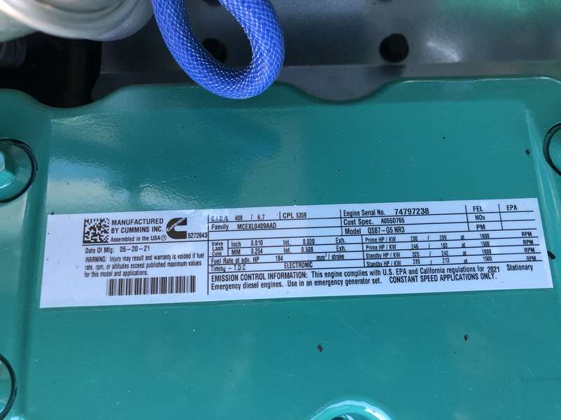 New Cummins C200D6D QSB7-G5 NR3 Diesel Generator, EPA Tier 3