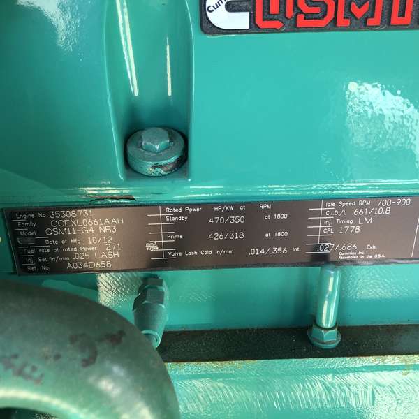 Used Cummins DQHAB QSM11-G4 Diesel Generator, 196 Hrs EPA Tier 3