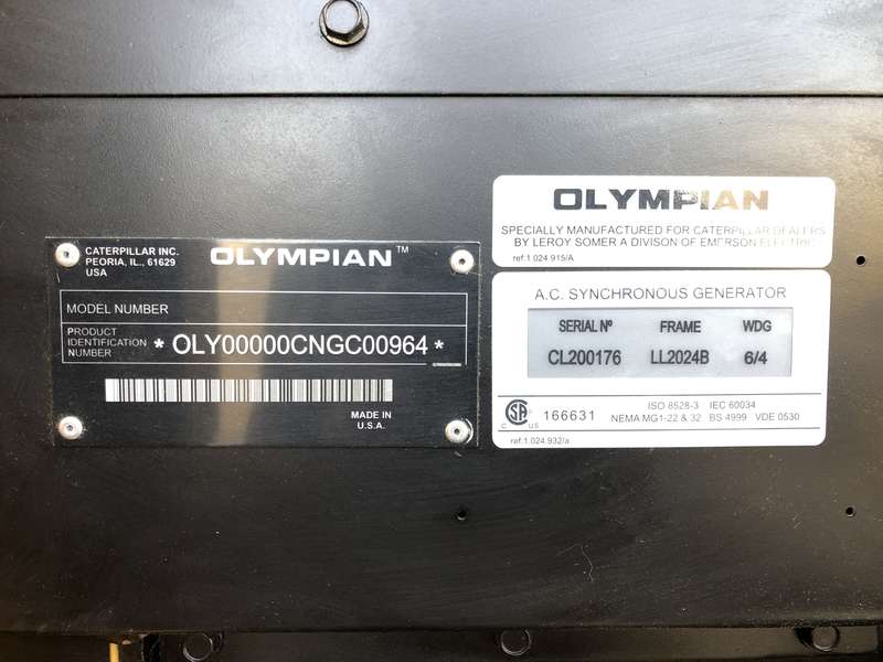 Used Caterpillar / Olympian G40F3 Natural Gas / Propane Generator, 278 Hrs