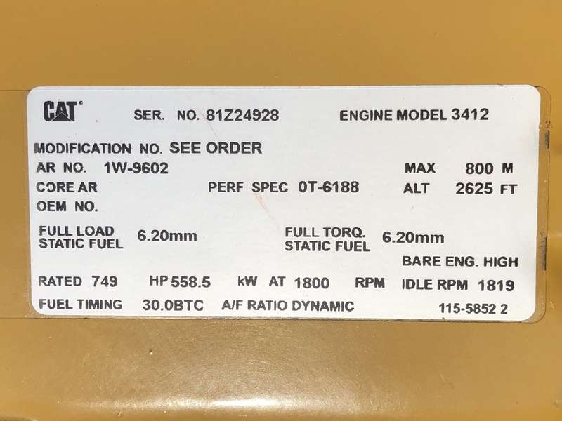 Used Caterpillar 3412 Diesel Generator, 251 Hrs
