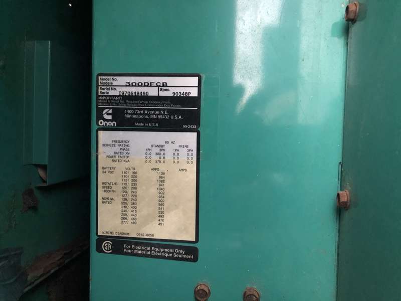 Used Cummins DFCB NTA-855-G2 Diesel Generator, 249 Hrs