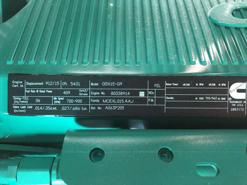 New Cummins DFEK QSX15-G9 Diesel Generator, 0 Hrs, EPA Tier 2