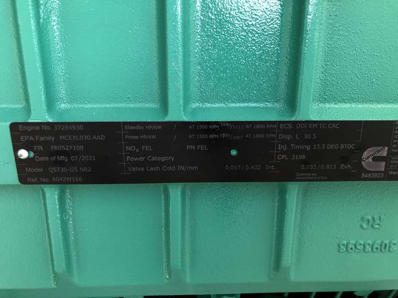 New Cummins DQFAD QST30-G5 NR2 Diesel Generator, EPA Tier 2
