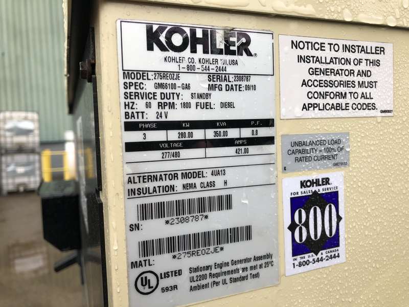 Used Kohler 275REOZJE John Deere 6090HF484 Diesel Generator | 185 Hrs ...