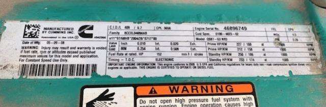 Used Cummins DSGAA QSB7-G5 NR3 Diesel Generator, 116 Hrs, EPA Tier 3