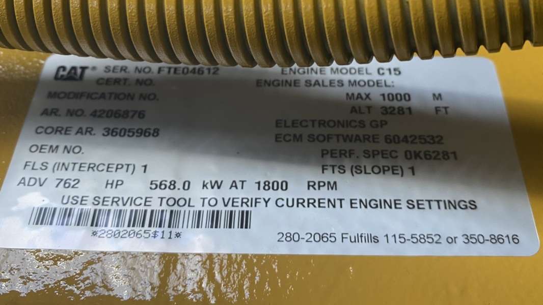 New Caterpillar C15 Diesel Generator 0 Hrs EPA Tier 2