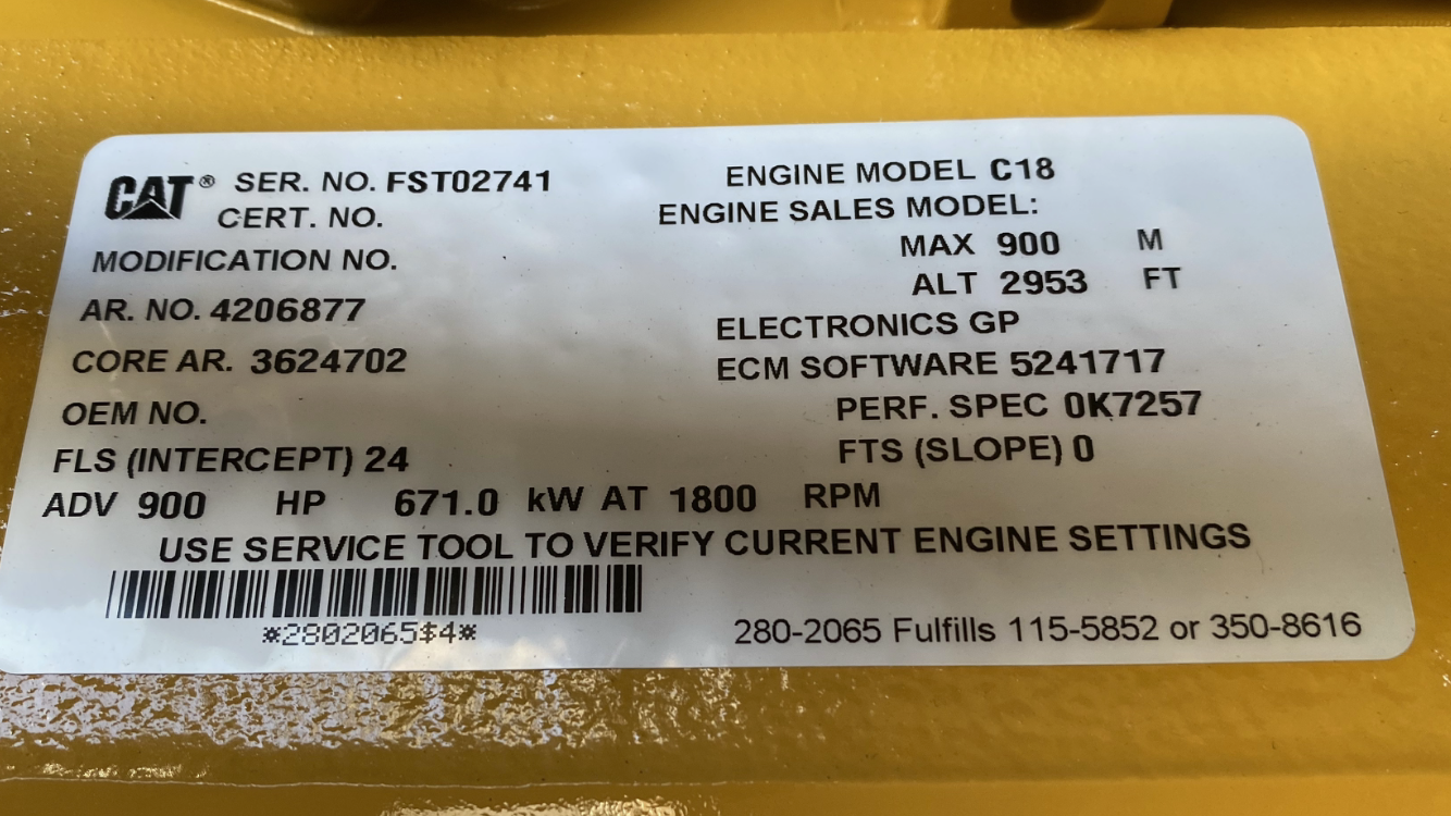 New Caterpillar C18 Diesel Generator 0 Hrs EPA Tier 2 | 600 KW | 0