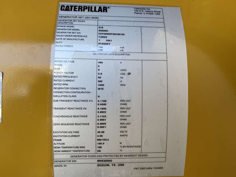 New Caterpillar C18 Diesel Generator 0 Hrs EPA Tier 2