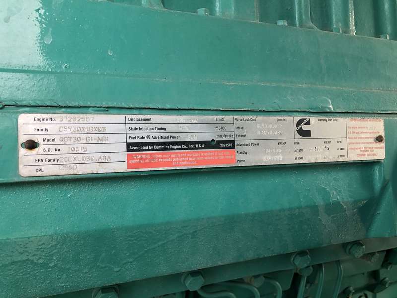 Used Cummins DFHA QST30-G1 Diesel Generator 253 Hrs