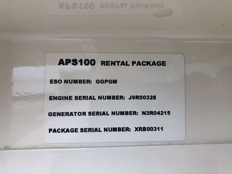 Used Caterpillar APS100 C4.4 Rental Grade Diesel Generator, 7896 Hrs, EPA Tier 4i