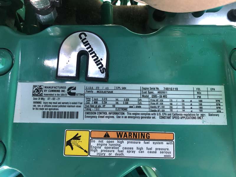 New Cummins C125D6C QSB5-G5 NR3 Diesel Generator, EPA Tier 3
