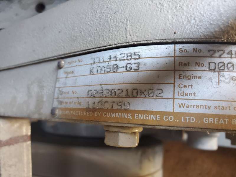 Used Cummins KTA50-G3 Diesel Generator, 124 Hrs