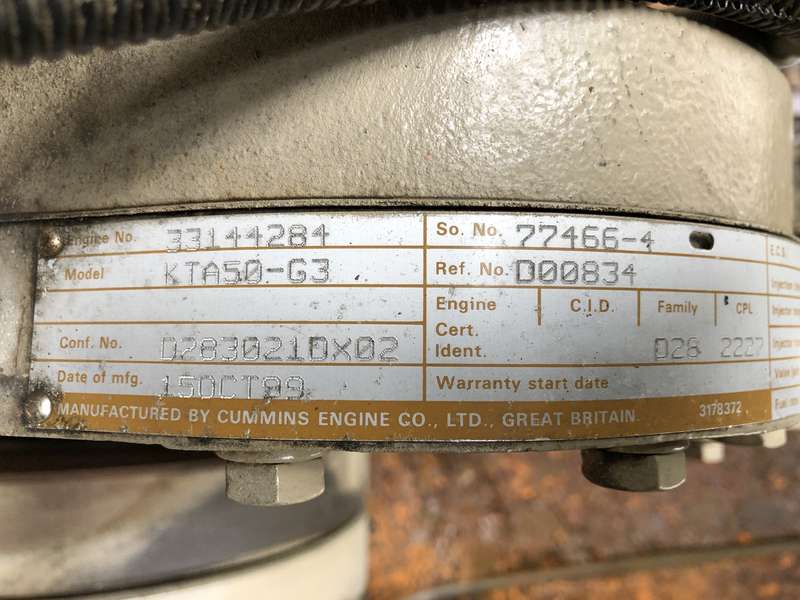 Used Cummins KTA50-G3 Diesel Generator, 137 Hrs