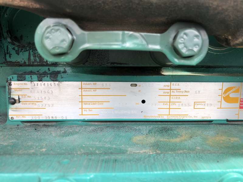 Used Cummins DFEC KTA19-G3 Diesel Generator, 1519 Hrs