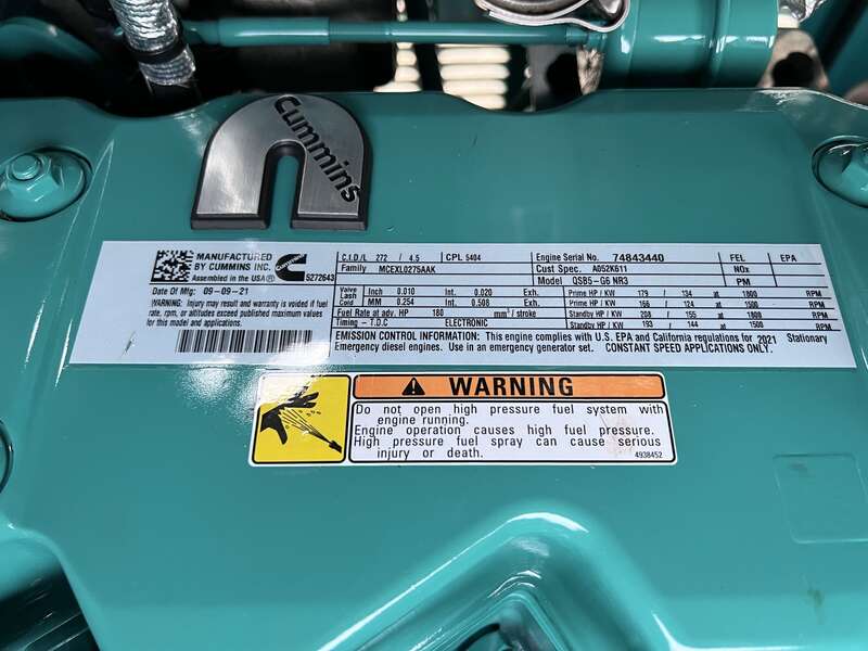New Cummins C125D6C QSB5-G5 NR3 Diesel Generator, EPA Tier 3